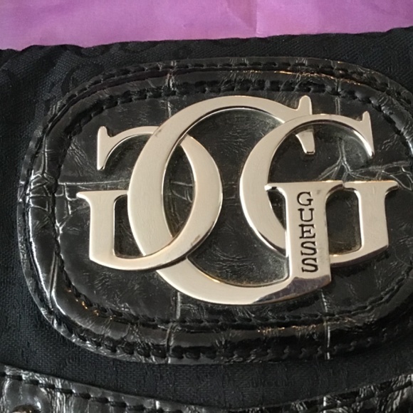 Vintage Guess Black Canvas Logo Shoulder Bag - Picture 2 of 8